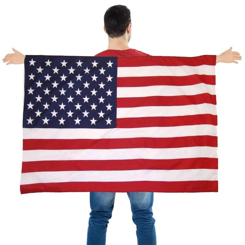 FUTUREPLUSX American Flag Cape, Wearable USA Flag Costume Outfit with Sleeves Classic Flag, 2 Differents Wearing Methods - Image 1